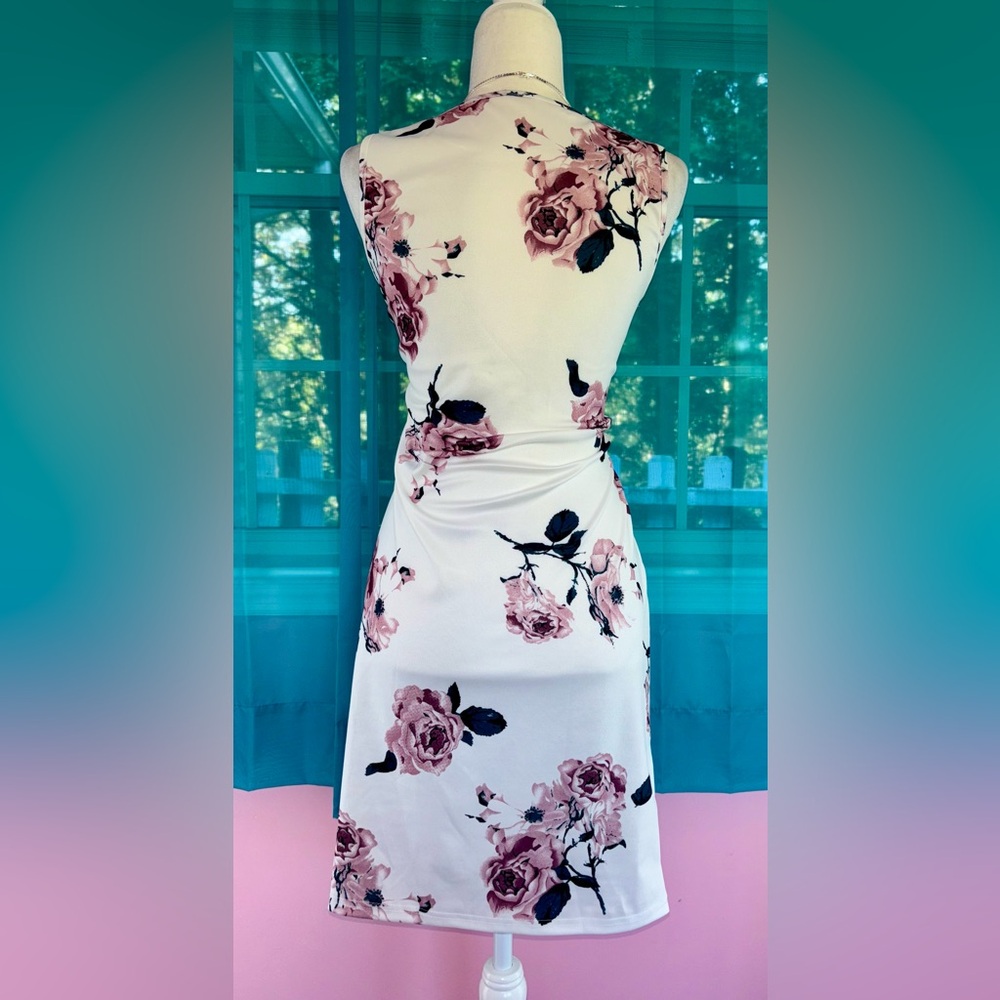 SHEIN Pink Black Floral Print Dress Size L NWOT - Picture 3 of 5